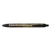 Stylo Noir Elegant Black Gold Ethnic Floral Writing Pen (Dos)