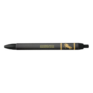 Stylo Noir Elégant Black Gold Horse école personnalisée