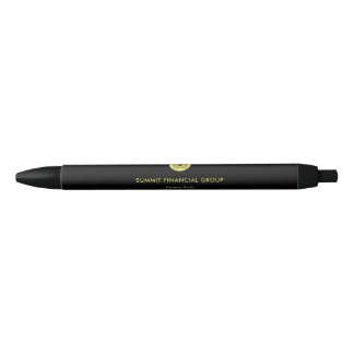 Stylo Noir Elegant Black Gold Notary Monogram pen
