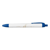 Stylo Noir Élégant Blue Gold Script Monogramme Initiales Nom (Haut)