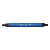 Stylo Noir Élégant Deep Blue White Script Nom de la société T (Devant)