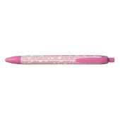 Stylo Noir Élégant flocon de Noël motif rose pastel (Dos)