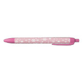 Stylo Noir Élégant flocon de Noël motif rose pastel (Bas)