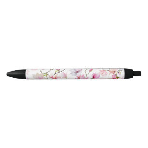 Stylo Noir élégant floral
