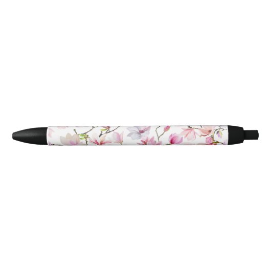 Stylo Noir élégant floral (Devant)