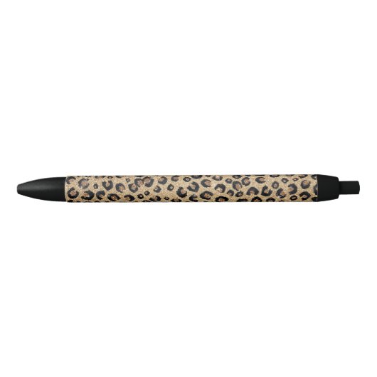 Stylo Noir Elegant Gold Glitter Black Leopard (Devant)