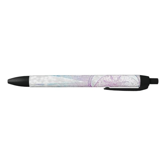 Stylo Noir Elegant Iridescent Sun Moon Mandala Silver Design (Bas)
