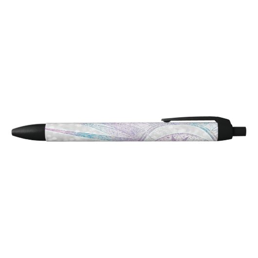 Stylo Noir Elegant Iridescent Sun Moon Mandala Silver Design (Haut)
