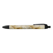 Stylo Noir Elegant Ivory Marble and Gold Glitter (Haut)