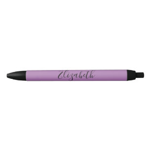 Stylo Noir Élégant Lavande et noir Nom du texte du script