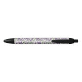 Stylo Noir Elégant Lilac et Sage personnalisé floral (Dos)