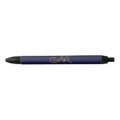 Stylo Noir Élégant Mariage en or bleu bleu marine (Devant)