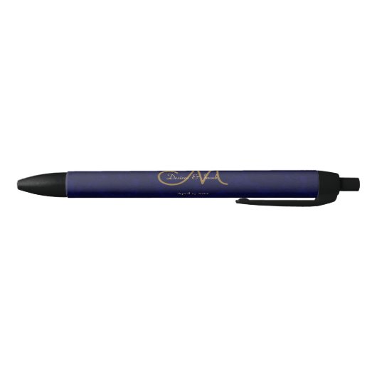 Stylo Noir Élégant Mariage en or bleu bleu marine (Bas)