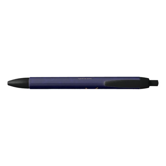 Stylo Noir Élégant Mariage en or bleu bleu marine (Dos)