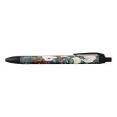 Stylo Noir Elégant Mariage floral bleu marine (Haut)