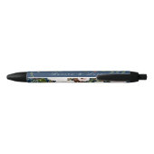 Stylo Noir Elégant Mariage floral bleu marine (Dos)