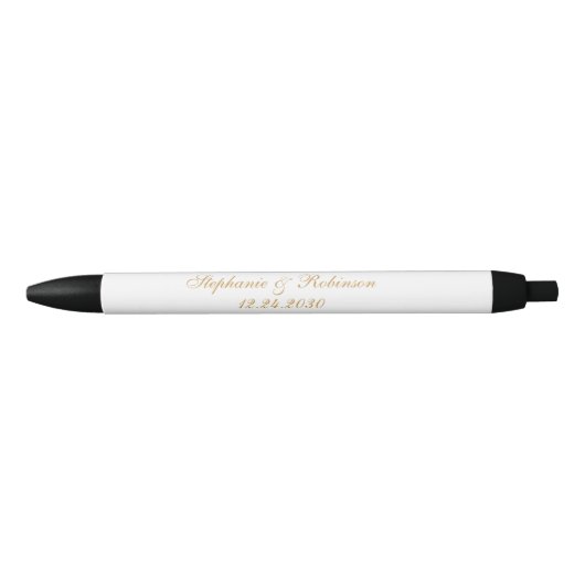 Stylo Noir Élégant Mariage noir blanc or (Devant)