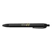 Stylo Noir Élégant Monogram Gold Script noir (Bas)