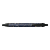 Stylo Noir Élégant Monogramme bleu or céleste magique (Dos)