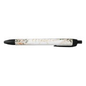 Stylo Noir Élégant Monogramme Floral D'Ivoire Et D'Or (Bas)
