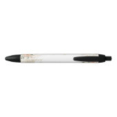 Stylo Noir Élégant Monogramme Floral D'Ivoire Et D'Or (Dos)