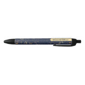 Stylo Noir Élégant Monogramme Magique Céleste Or Bleu (Bas)