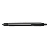 Stylo Noir Élégant Monogramme noir & or Script moderne (Dos)