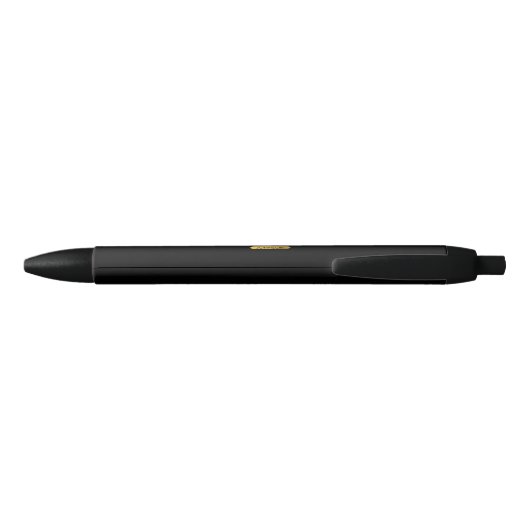 Stylo Noir Élégant Monogramme noir & or Script moderne (Dos)