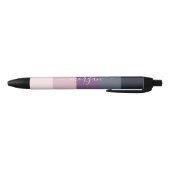 Stylo Noir Élégant Monogramme rose violet (Bas)