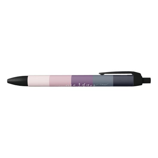 Stylo Noir Élégant Monogramme rose violet (Haut)
