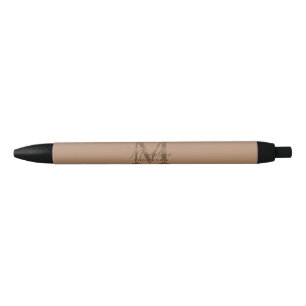 Stylo Noir Élégant monogramme taupe métallisé or écriture