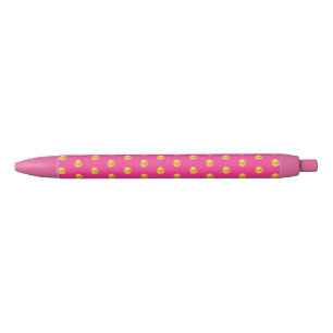 Stylo Noir Élégant motif de confettis dorés sur fond rose