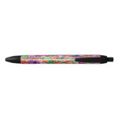 Stylo Noir Élégant Motif de fleurs tropicales (Dos)