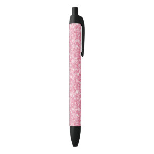 Stylo Noir Élégant Motif De Parties scintillant Rose Et Blanc
