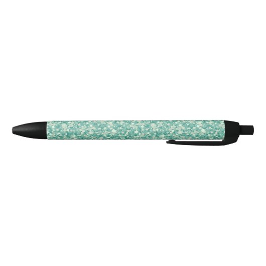 Stylo Noir Élégant Motif De Parties scintillant Vert Et Blanc (Bas)