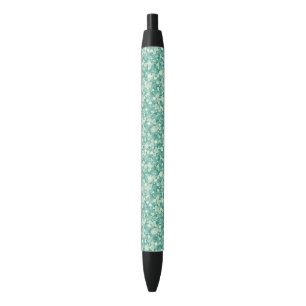 Stylo Noir Élégant Motif De Parties scintillant Vert Et Blanc