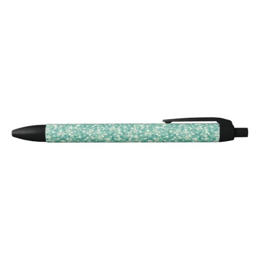 Stylo Noir Élégant Motif De Parties scintillant Vert Et Blanc (Haut)