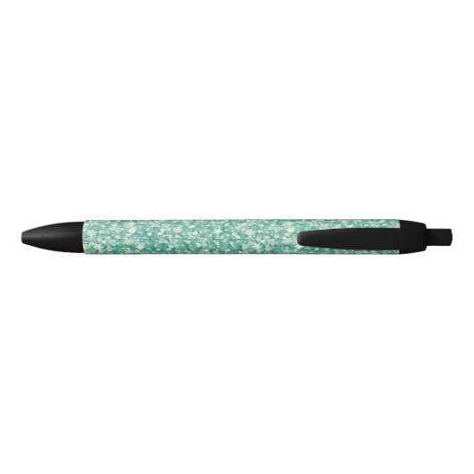 Stylo Noir Élégant Motif De Parties scintillant Vert Et Blanc (Dos)