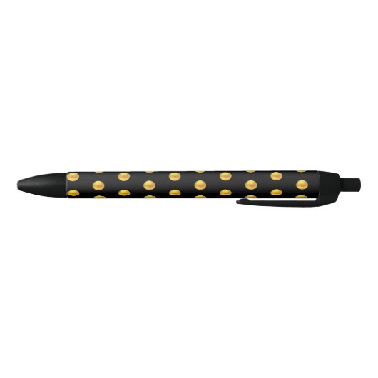 Stylo Noir Elégant Motif Golden Confetti en noir (Bas)