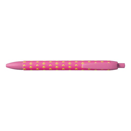 Stylo Noir Elégant Motif Golden Confetti en rose (Dos)