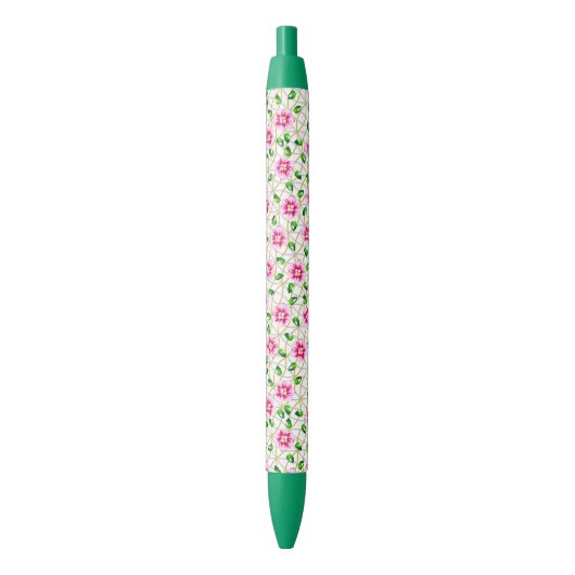 Stylo Noir Élégant Motif Mariage rose (devant Vertical)