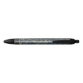 Stylo Noir Elegant Nature Branches Pattern Blue Monogram (Dos)