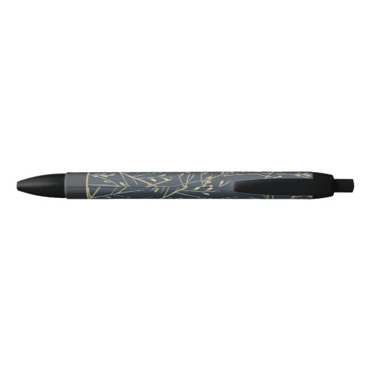 Stylo Noir Elegant Nature Branches Pattern Blue Monogram (Dos)