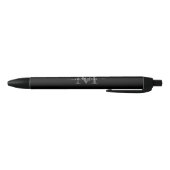 Stylo Noir Élégant noir blanc Monogramme Nom de script élégan (Bas)