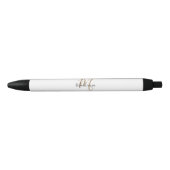 Stylo Noir Élégant Noir Monogramme Nom Élégant Script (Devant)