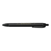 Stylo Noir Élégant Noir Monogramme Nom Élégant Script (Bas)