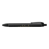 Stylo Noir Élégant Noir Monogramme Nom Élégant Script (Haut)