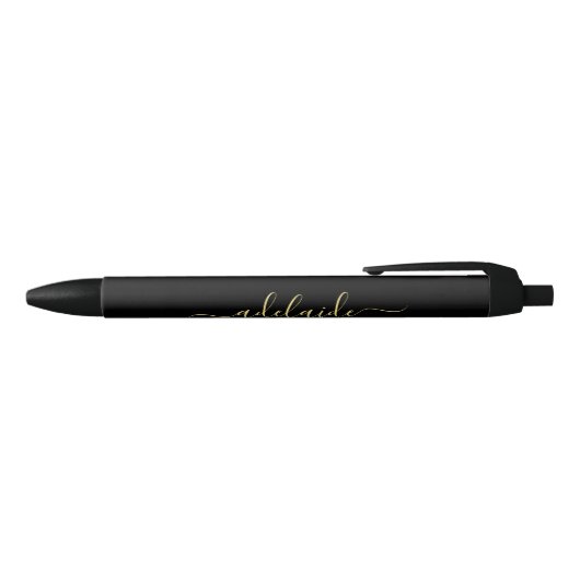 Stylo Noir Élégant Noir Monogramme Nom Élégant Script (Haut)