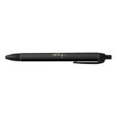 Stylo Noir Élégant Noir Monogramme Nom Élégant Script (Bas)