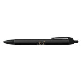 Stylo Noir Élégant Noir Monogramme Nom Élégant Script (Haut)